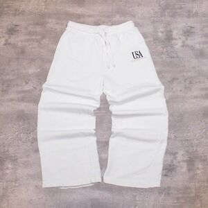 Zara USA Relax Fit Baggy Wide Legged White Preppy Sport Heavyweight Sweatpant's